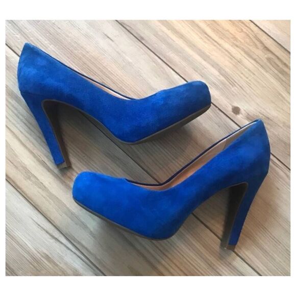 Franco Sarto Cicero Blue  Suede  Almond Toe Platform Heels  Size: 7.5 - Picture 1 of 7